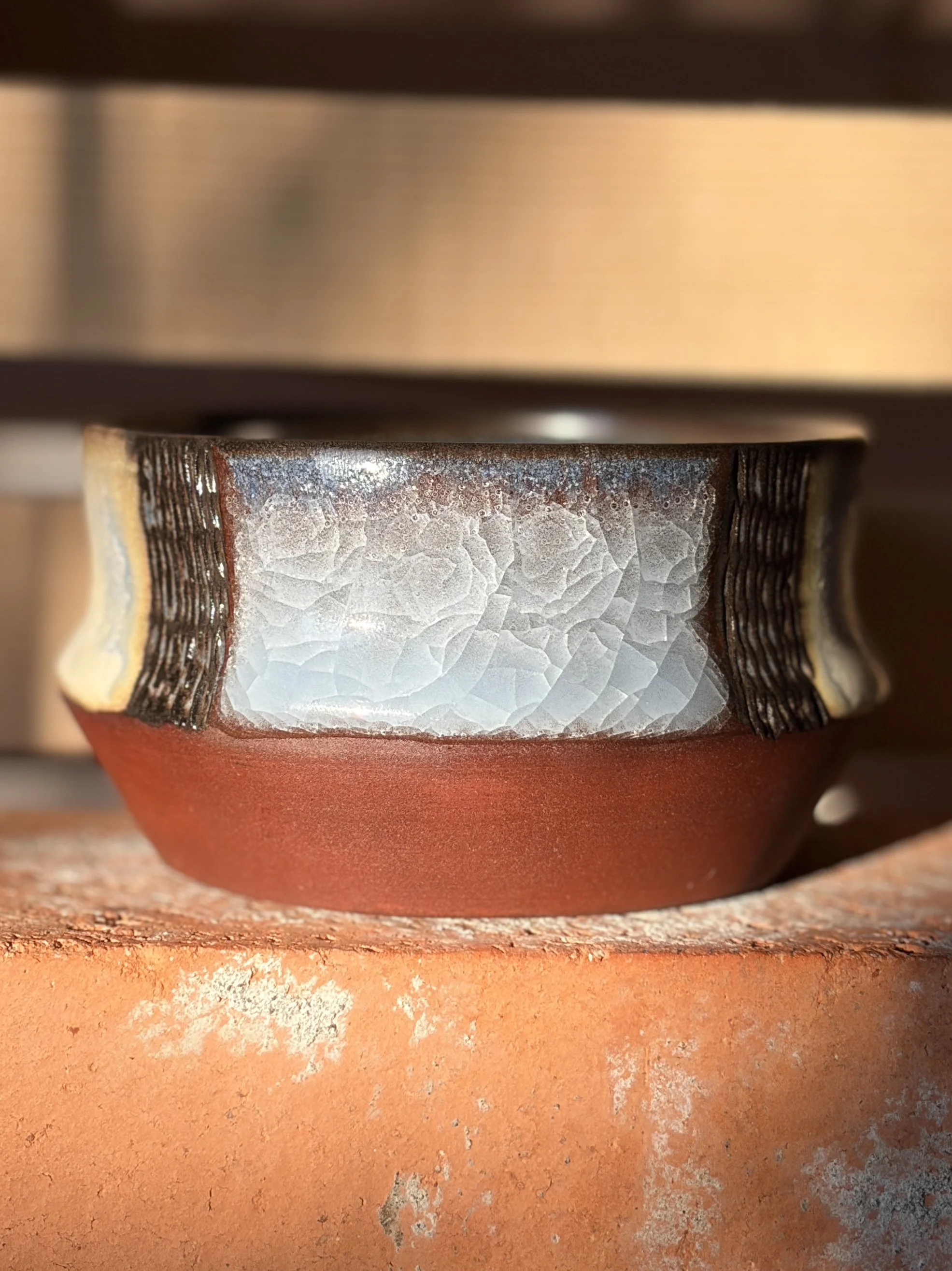 Blue Crackle Snack Bowl