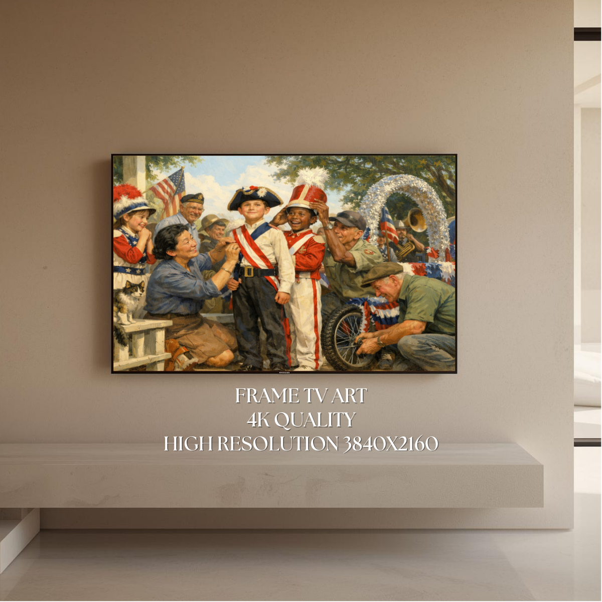 Patriotic Dress Up | Classic Norman Rockwell Style Samsung Frame TV Art 4K Wallpaper Digital Download Vintage Americana