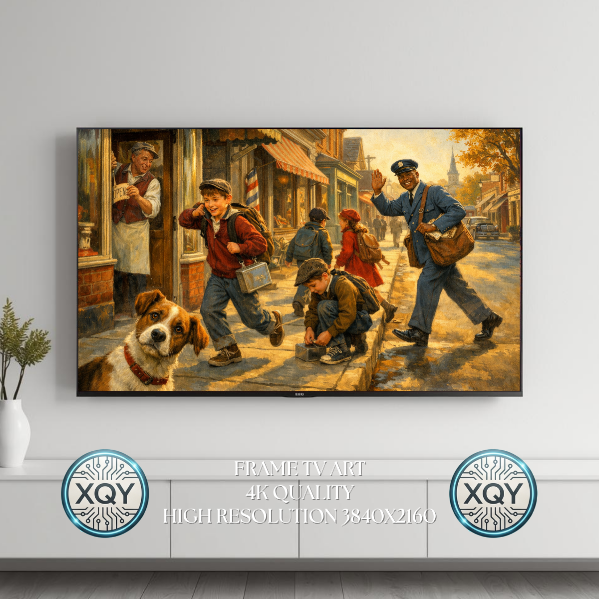 Vintage Small-Town Morning Wall Art | Americana Street Scene for Samsung Frame TV