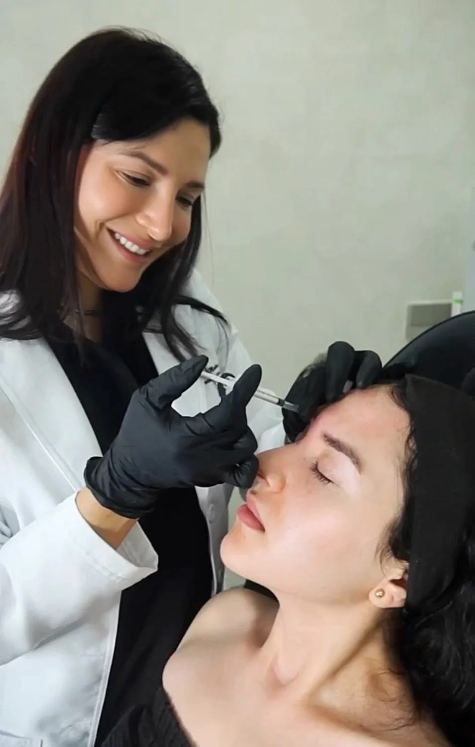 Forehead lines and glabella Botox injections in Brickell Miami medical aesthetics office