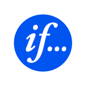 Blue circle with white lowercase text 'if...'