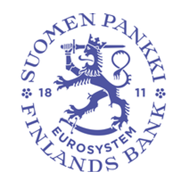 Logo of Suomen Pankki featuring a lion holding a sword and a shield.
