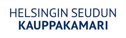 Text displaying 'Helsingin Seudun Kauppakamari' in blue capital letters.