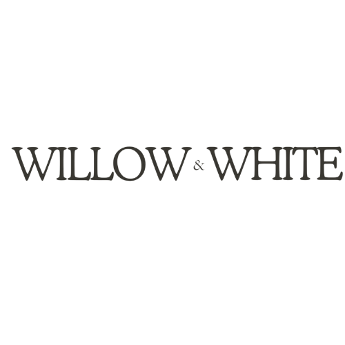 Black background with grey text reading "WILLOW & WHITE".