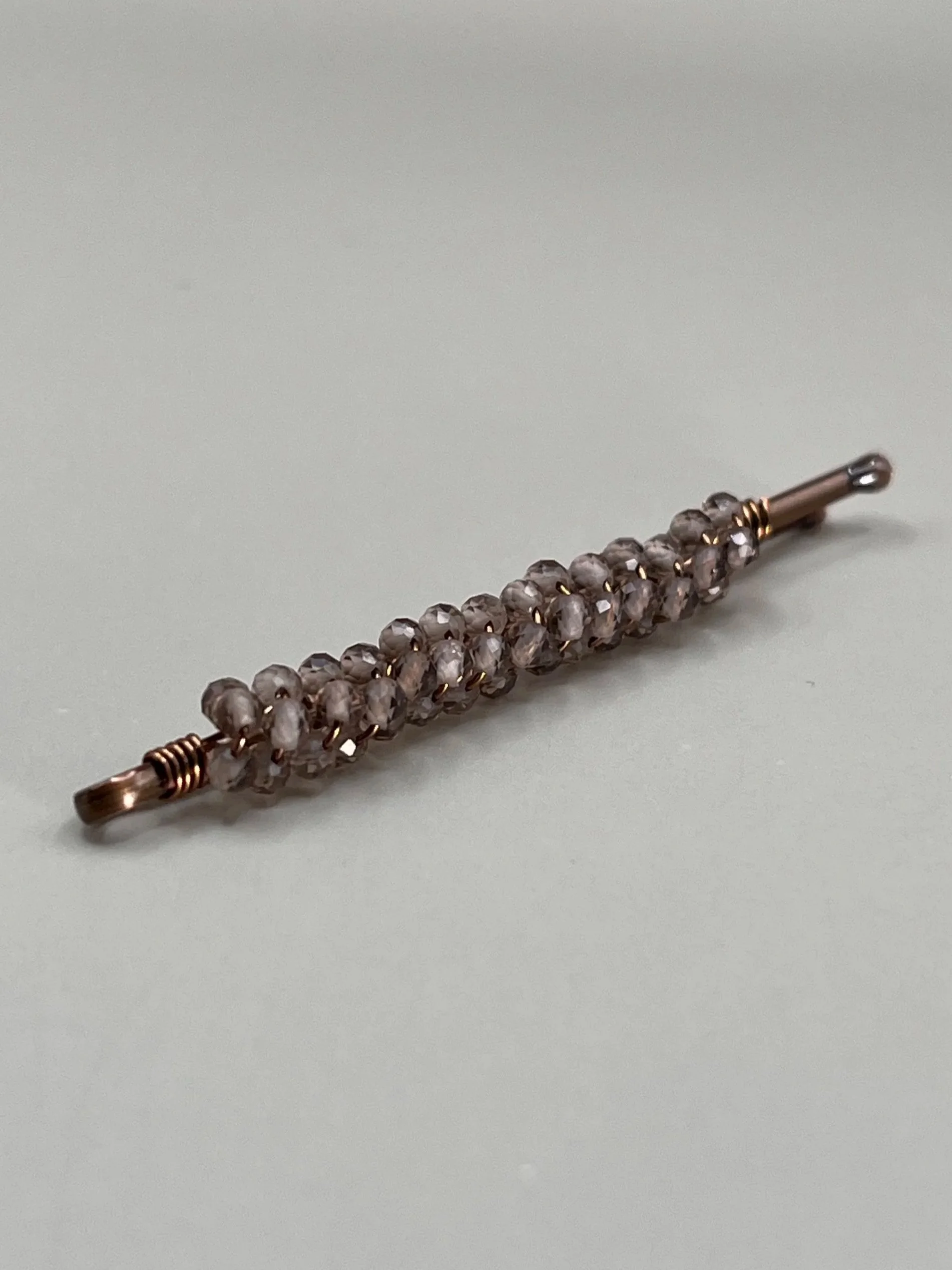 Smoky Quartz Beaded Crystal Hair Pin