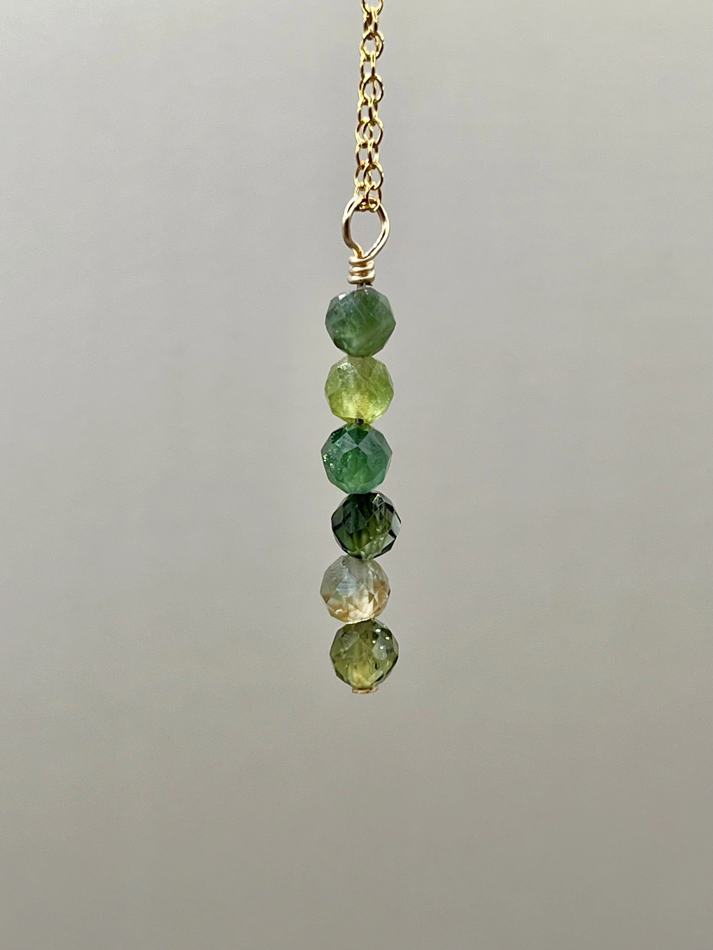 Beautiful Green Tourmaline Necklace, 14k Gold Filled Chain