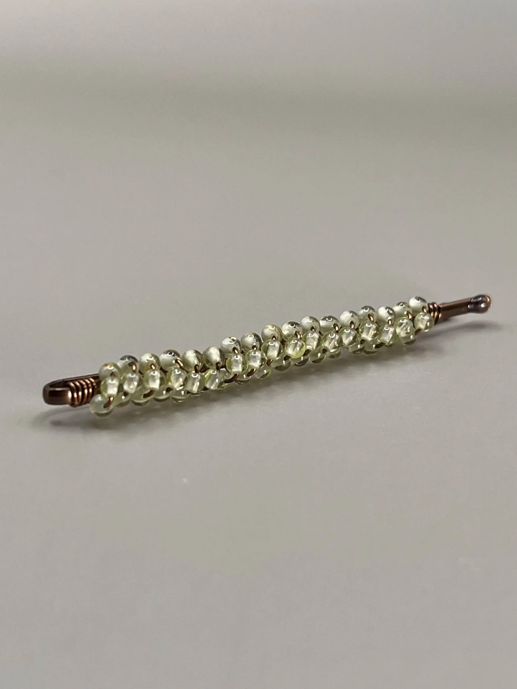 Peridot Crystal Beaded Hair Pin