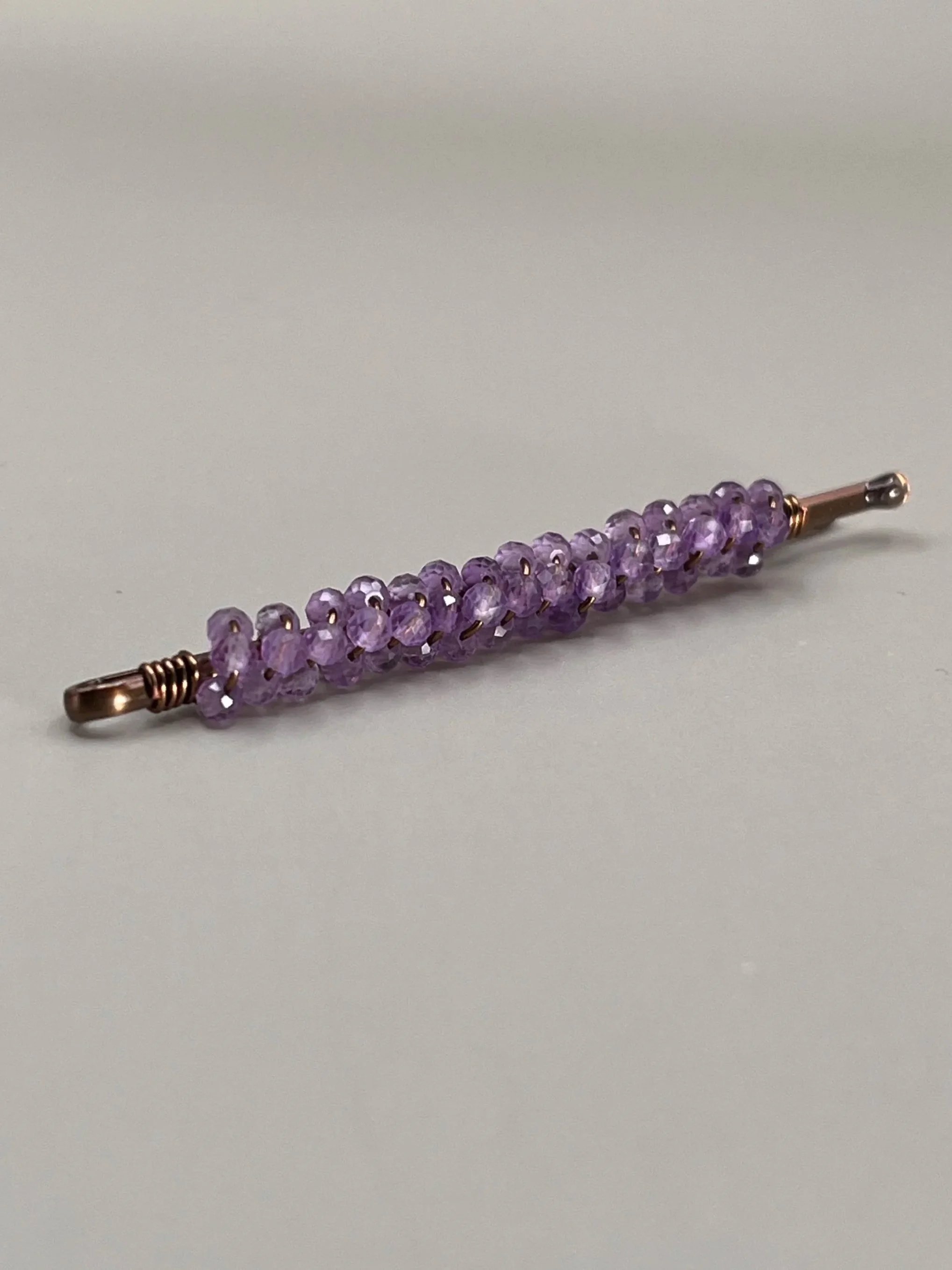 Beaded Amethyst Hair Pin