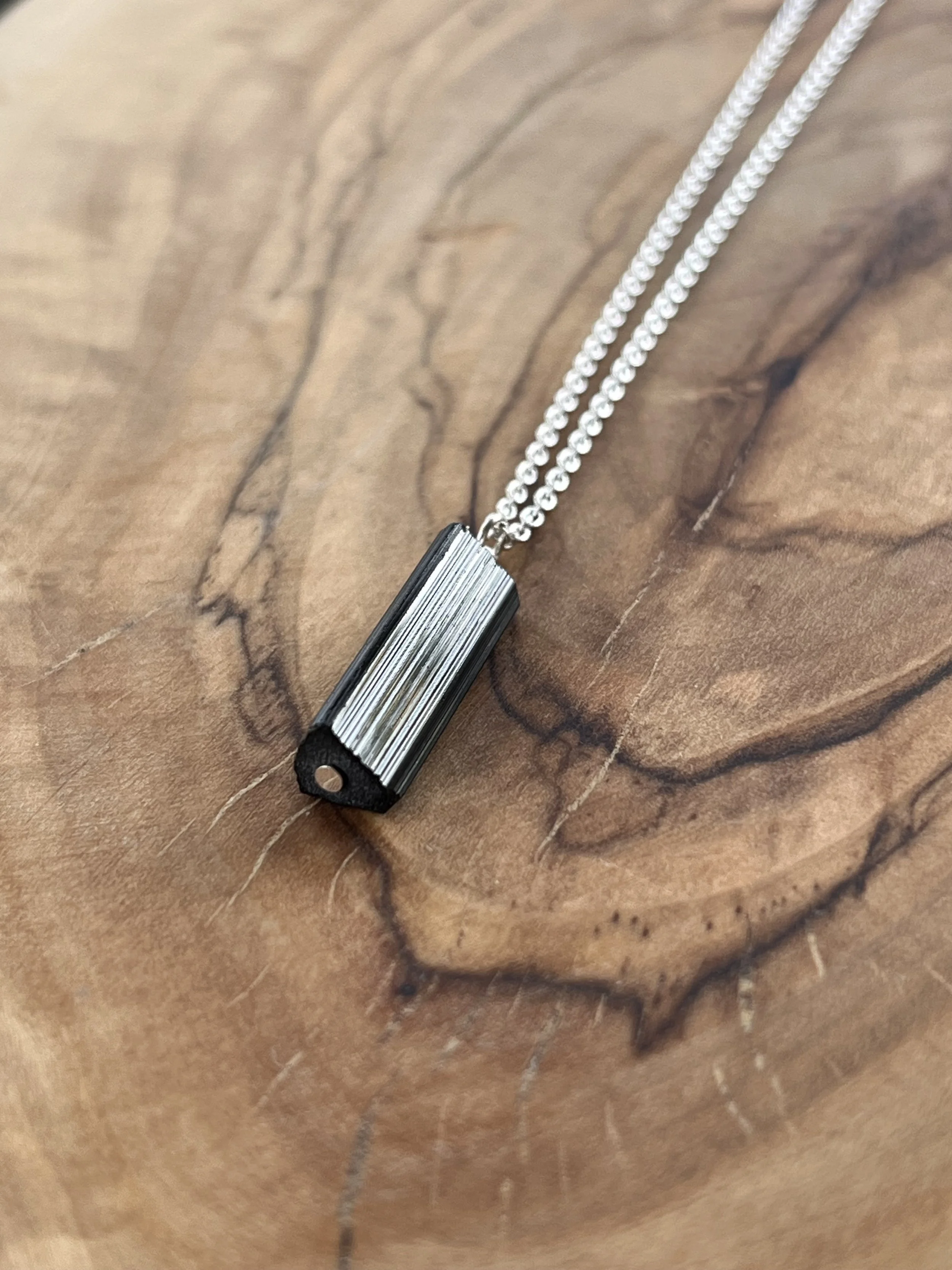 Black Tourmaline Silver Chain Necklace