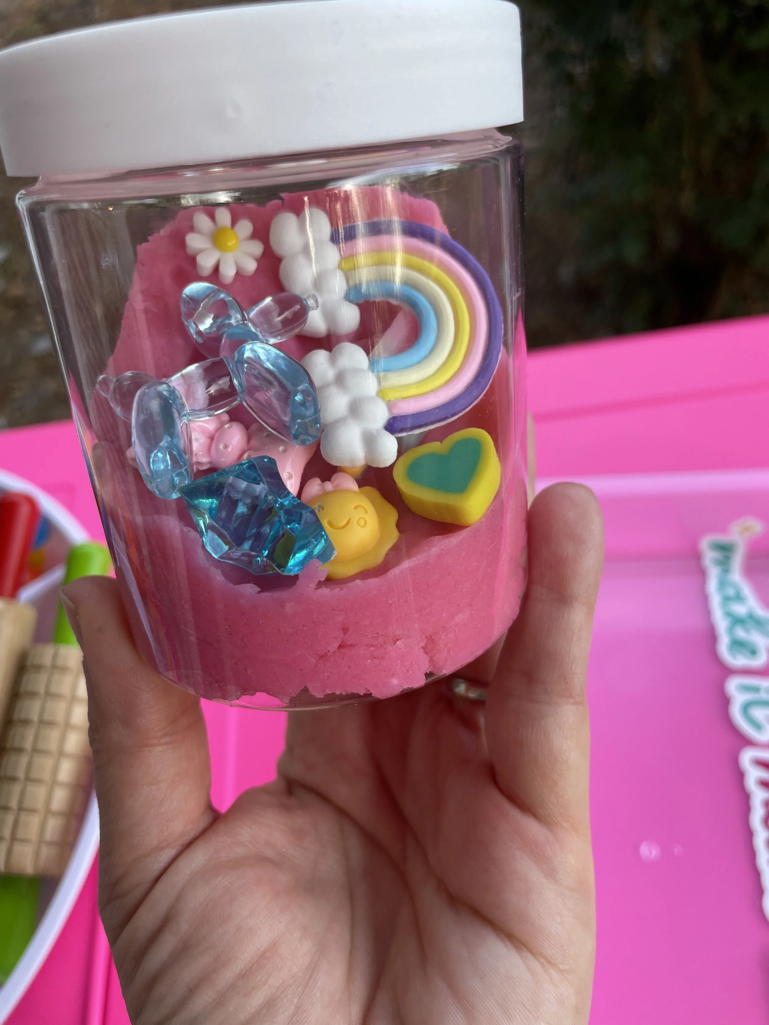 Play dough jar as a favor or fun activity. 