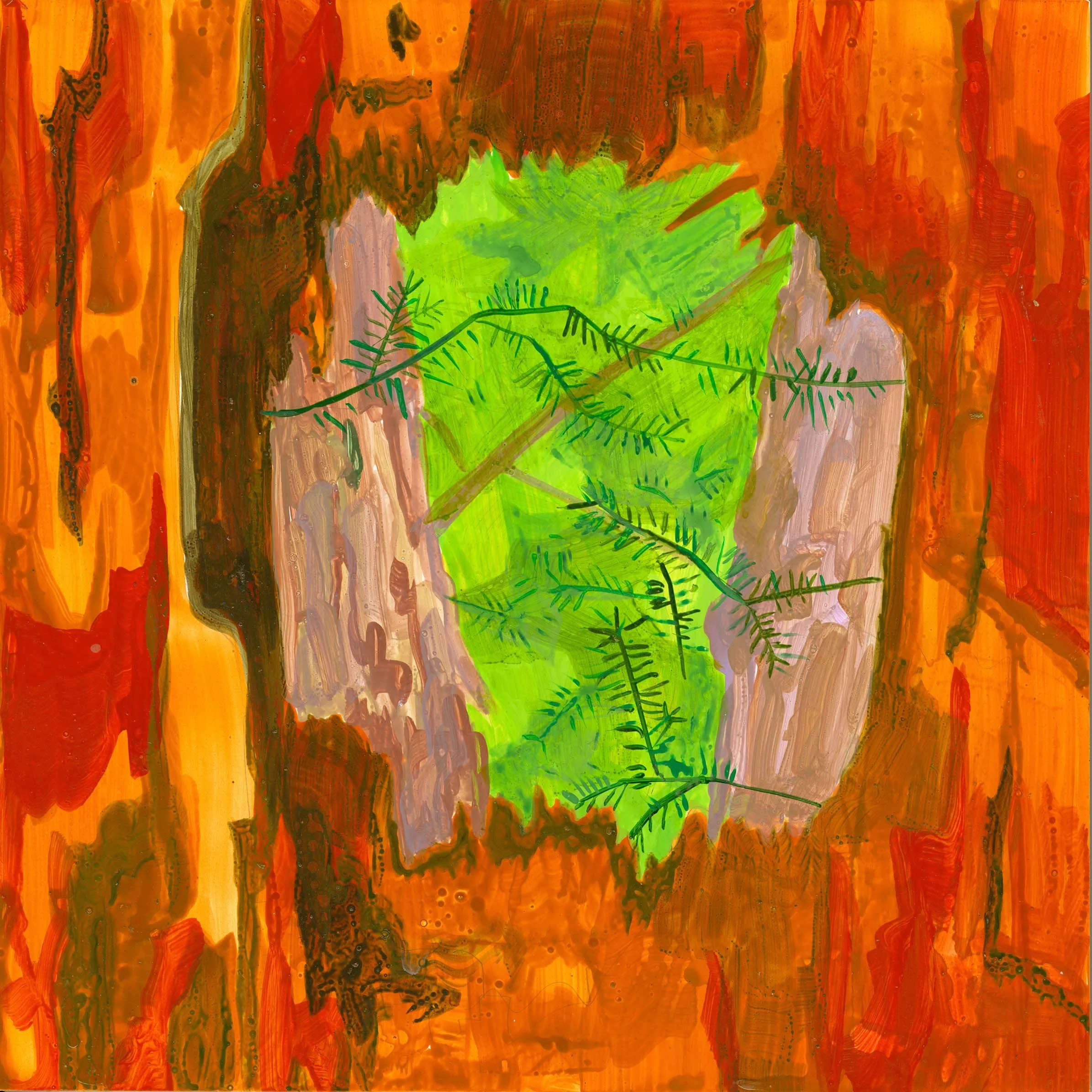 Hemlock Portal  12" x 12" Acrylic on Panel