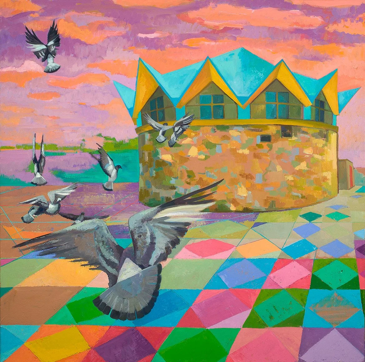 Pigeon Flight  40" x 40" Oil on Canvas