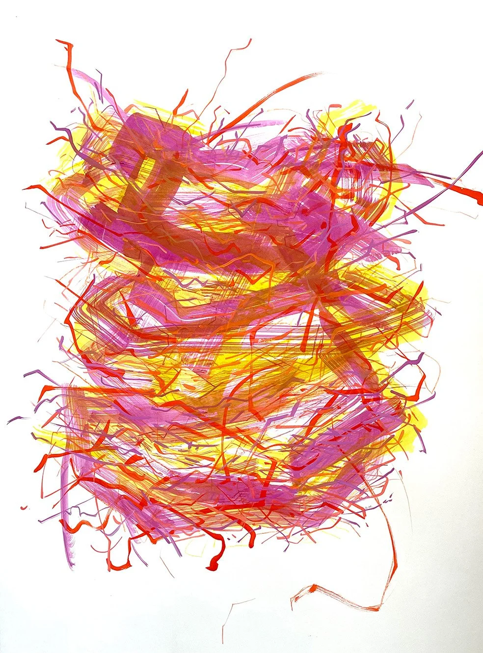 Stacked Nest I  30" x 22" Acrylic on Paper