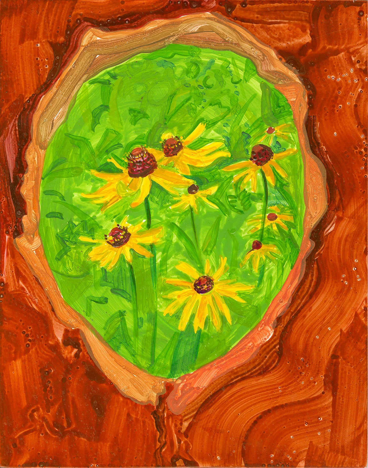 Brown Eyed Susan  14" x 11" Acrylic on Panel
