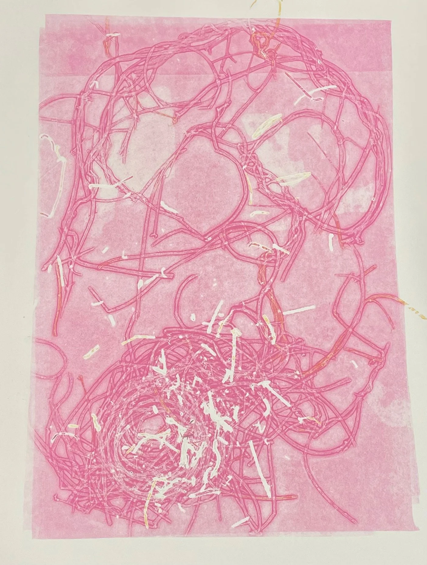 Pink Nest  22" x 30" Monoprint 2022