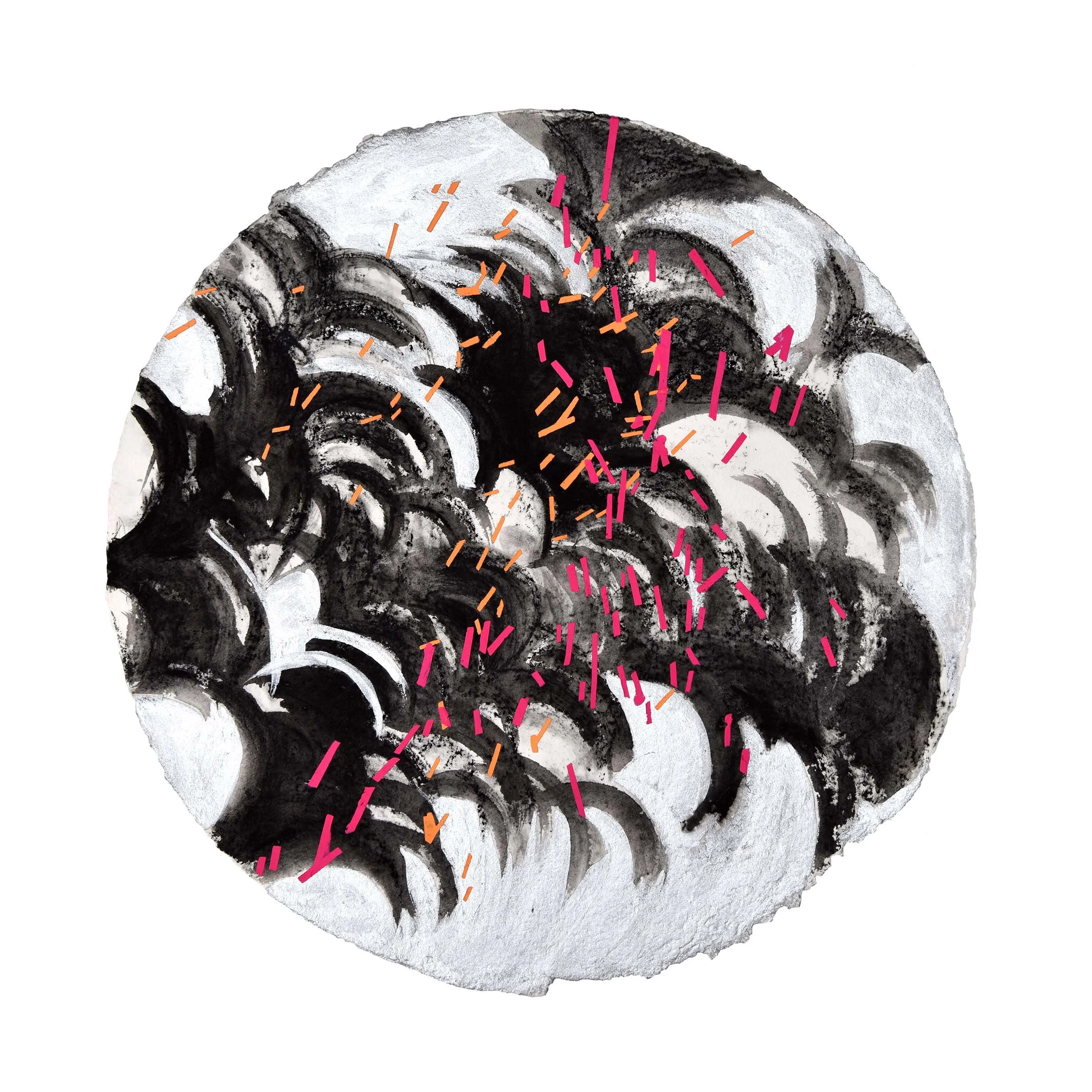 Solar Eclipse Shadows  20" Diameter Charcoal and Ink on Paper 2019