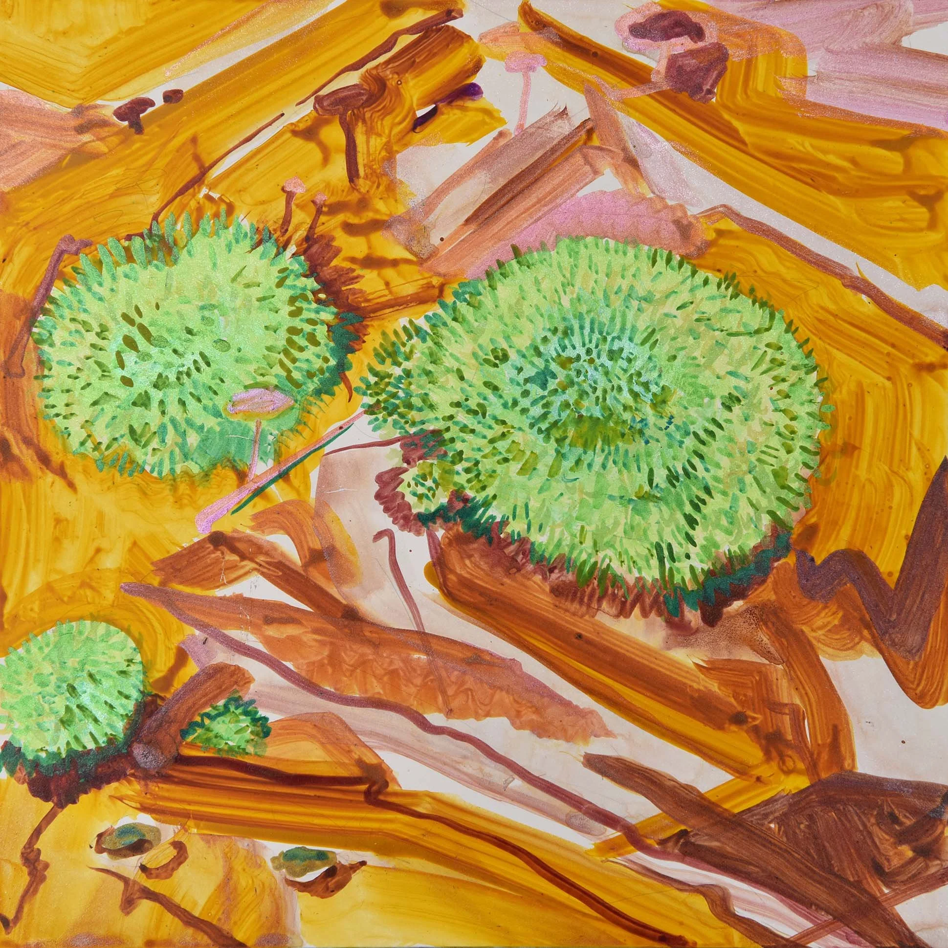 Moss Colony 3  10" x 10" Acrylic on Panel 2019