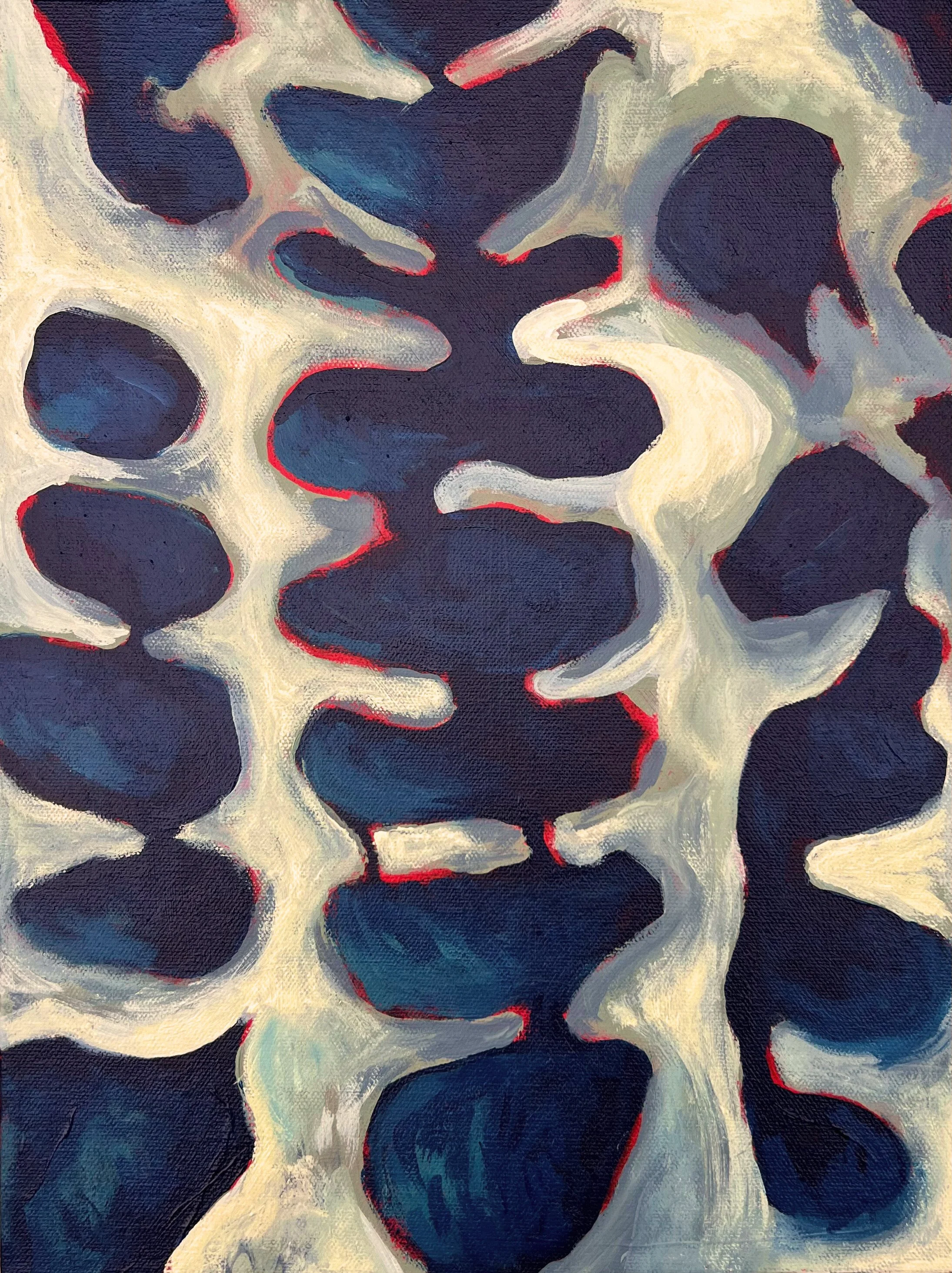 Marrow map, Acrylic, 2025, 
12x16x1.5, $650 (On view @ Artworks Downtown SR through Jan 21)