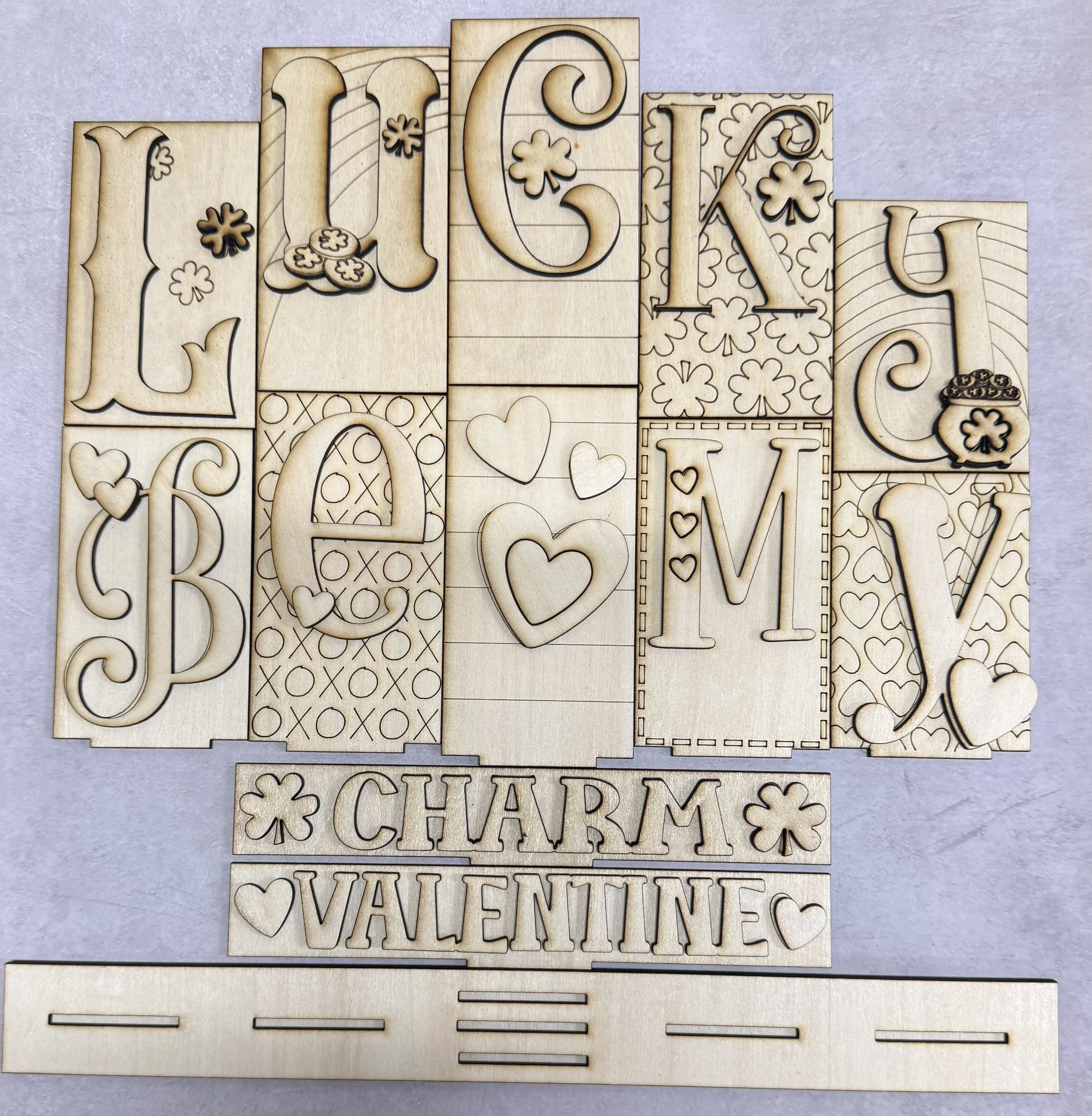 Reversible Valentine and St. Patricks Sign- Unfinished