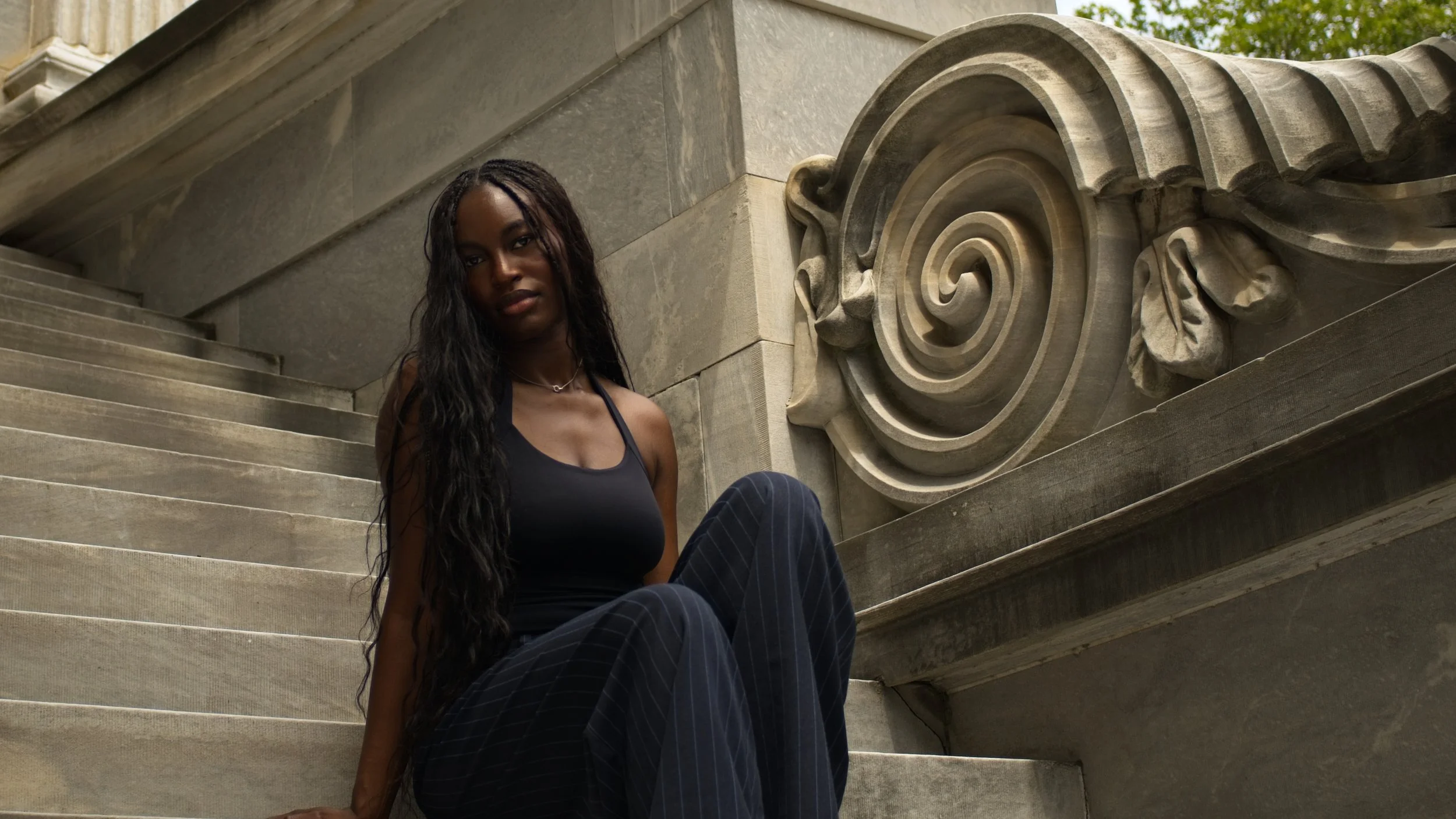 Model Posing on steps. Philadelphia.
