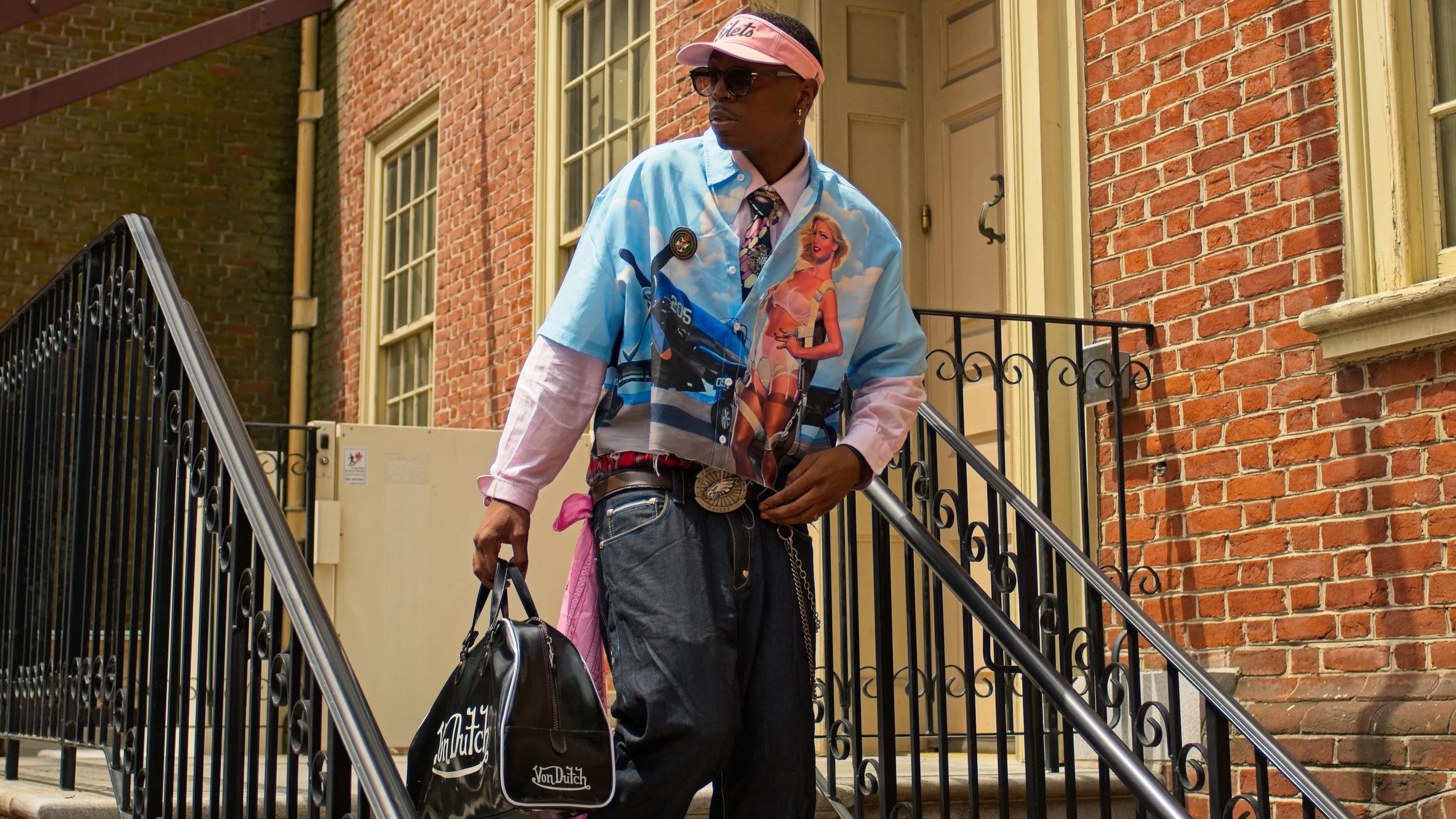 Man holding a Von Dutch bag. Philadelphia.