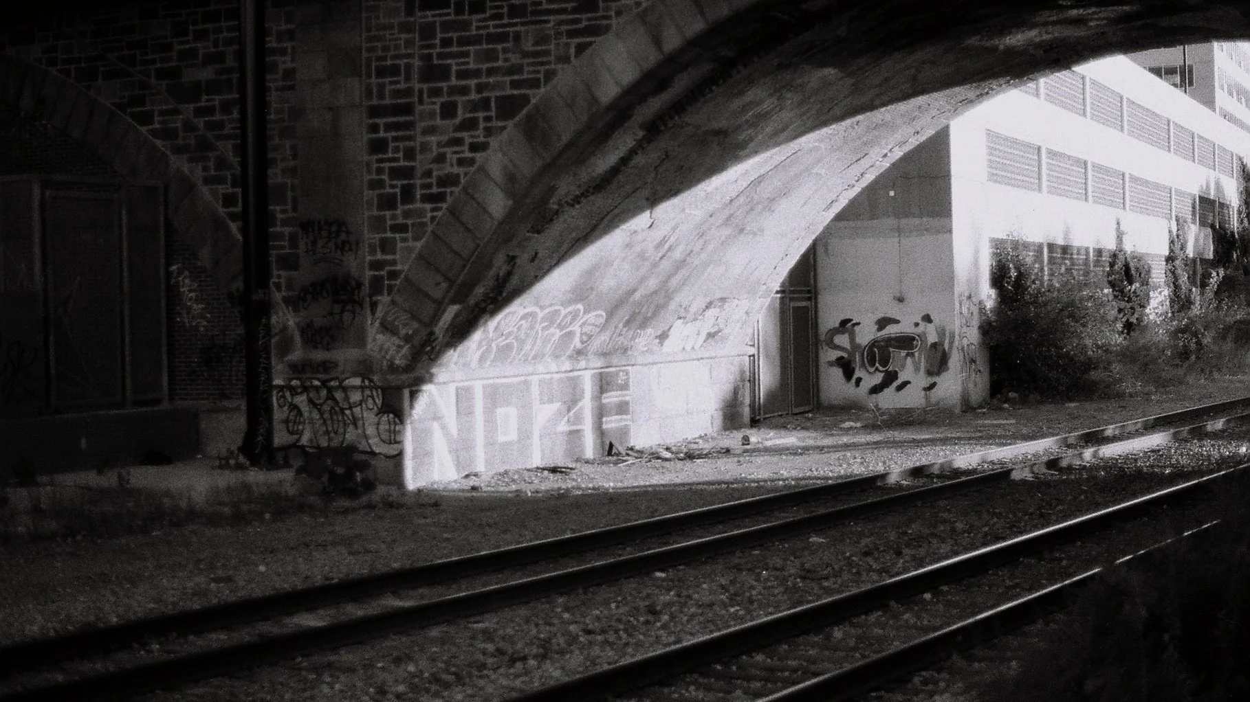 Bridge by train tracks. Philadelphia.