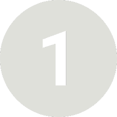 Number 1 in a grey circle with a white background