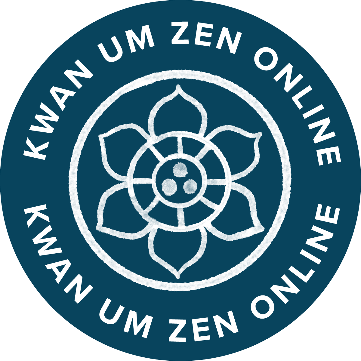 White logo in a blue circle