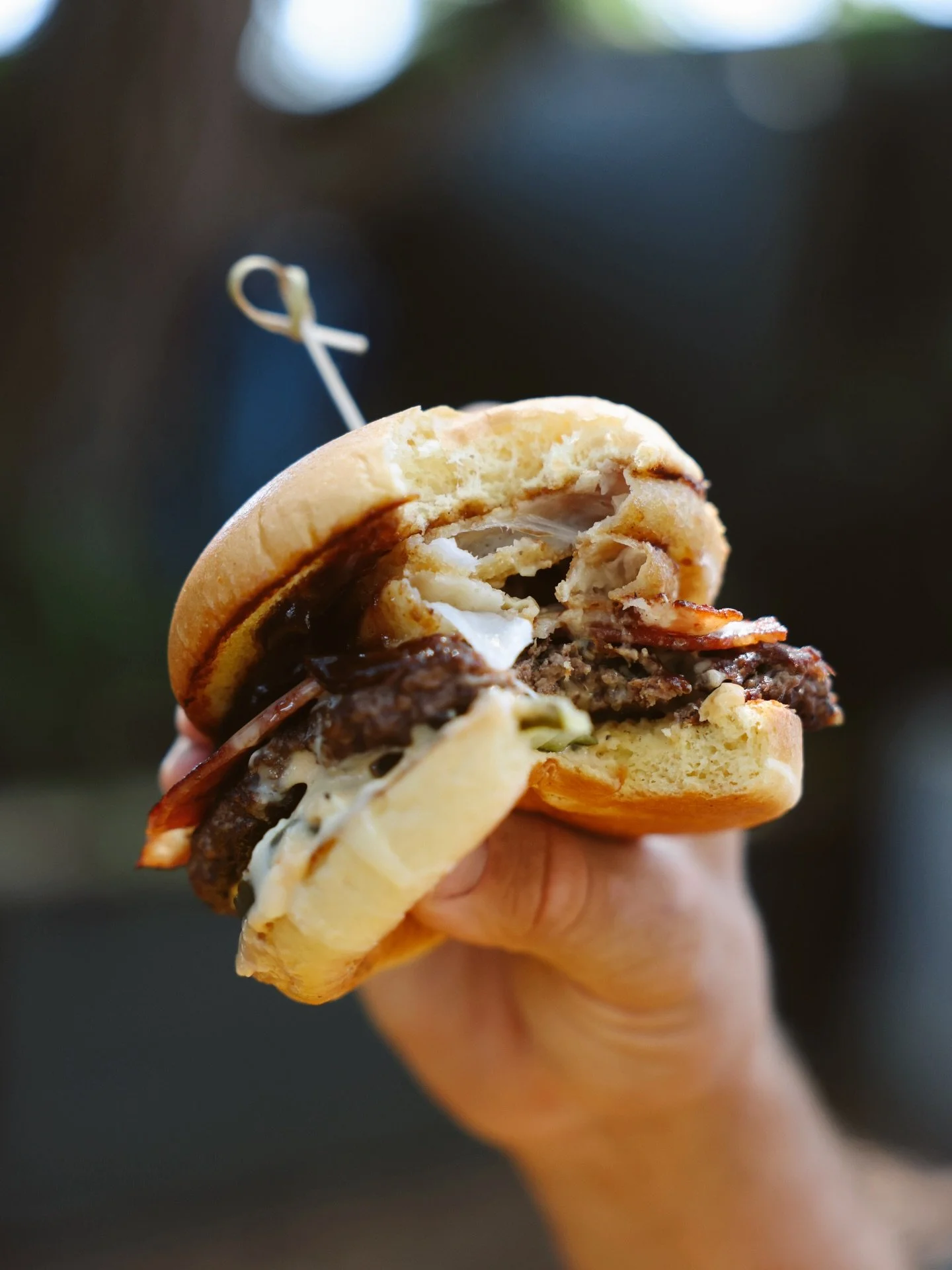 Zoom in... That&rsquo;s our Beefy T.

Smashed beef, streaky bacon, pickle mustard mayo, pickles, onion rings, BBQ and cheese sauce.

Messy. Saucy. Worth it.