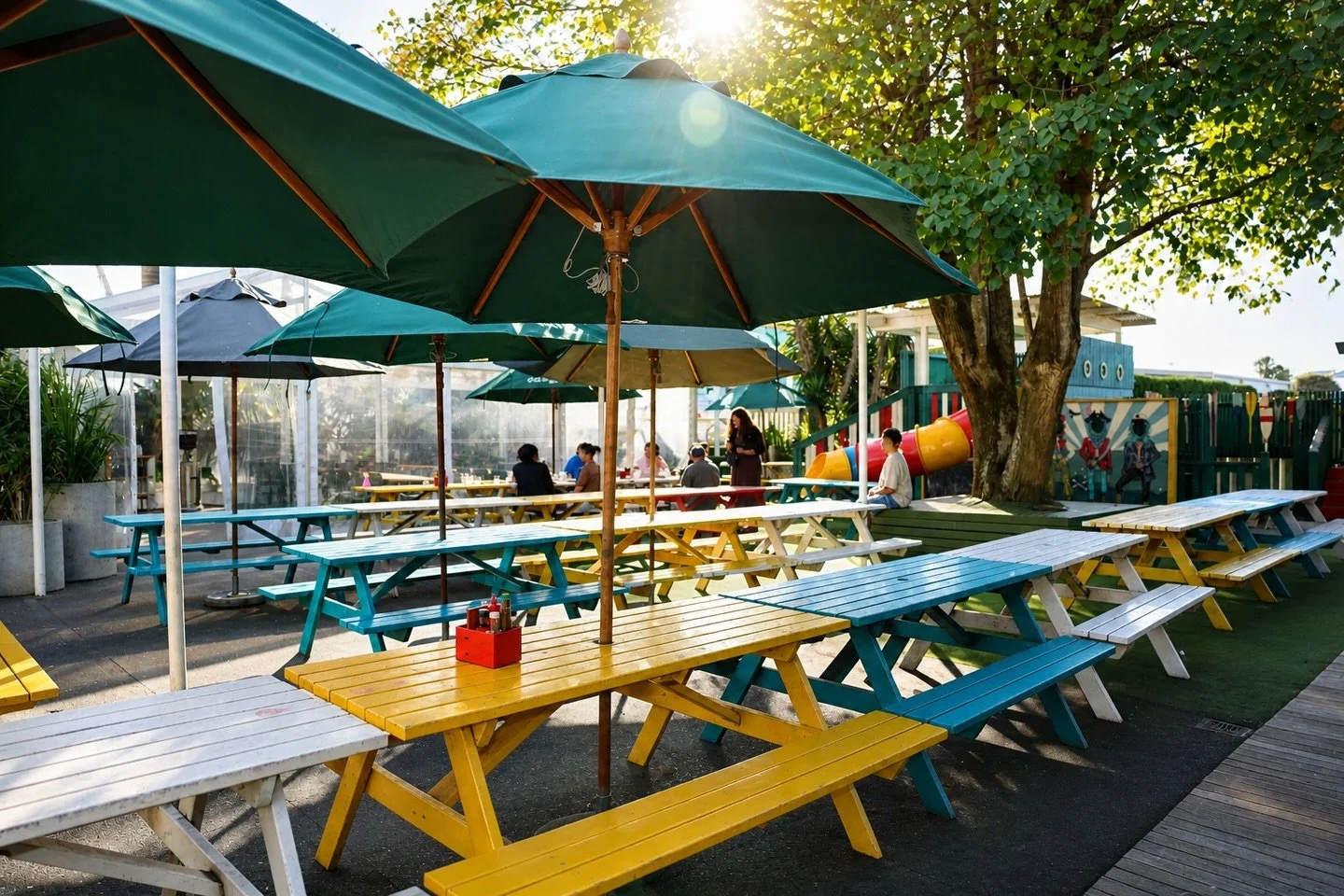 Weather isn&rsquo;t THIS lush today but we&rsquo;ve got plenty of room inside where it&rsquo;s cosy and dry 🍔 🍕🥗🍟🍻🍹 open from 12pm til late. See you soon.