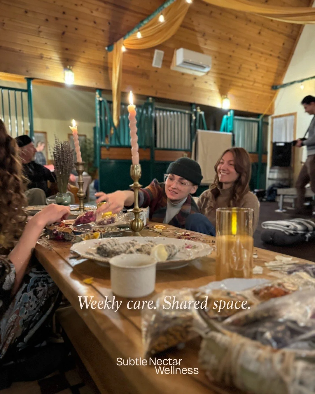 Every Wednesday at Yellow Barn Farm. 🌿

A curated space where you can receive real, high-quality care &mdash; bodywork, acupuncture, craniosacral, Ayurveda, readings, and more &mdash; in a community that actually feels good to be in.

30-minute sess