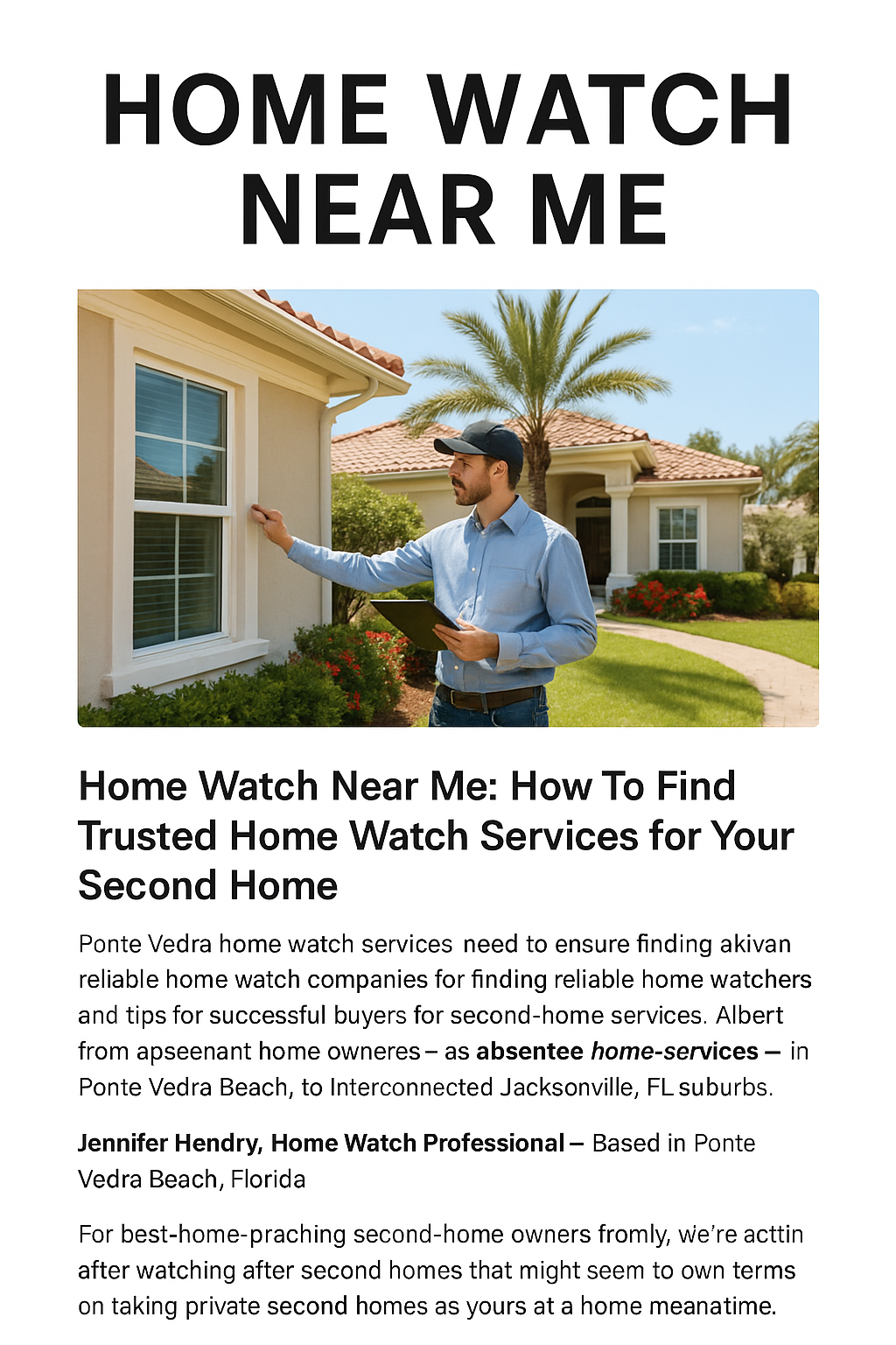 Home Watch Near Me: How to Choose the Right Local Service for Your Second Home