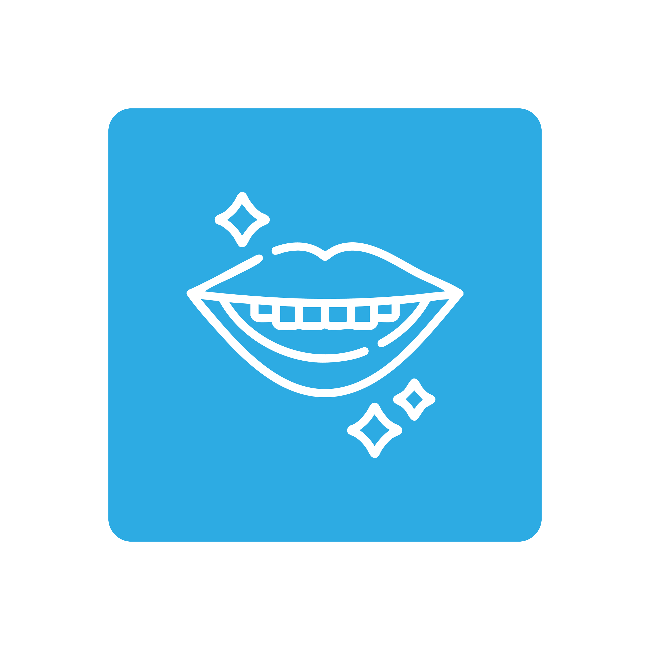 Smiling mouth with sparkles icon