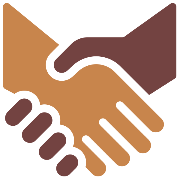 Illustration of two hands shaking, symbolizing agreement or partnership.