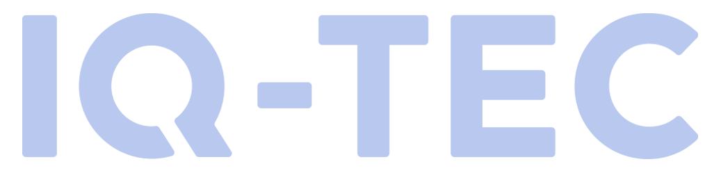 Das Bild zeigt das Logo von IQ-TEC, bestehend aus dem Text in großer blauer Schrift auf weißem Hintergrund.