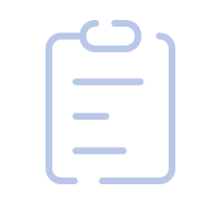 Symbol eines Dokuments oder Formulars, dargestellt in blauer Linie mit Stickern auf einem weißen Hintergrund.