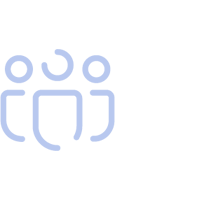 Icon mit drei stilisierten Personen auf schwarzem Hintergrund.