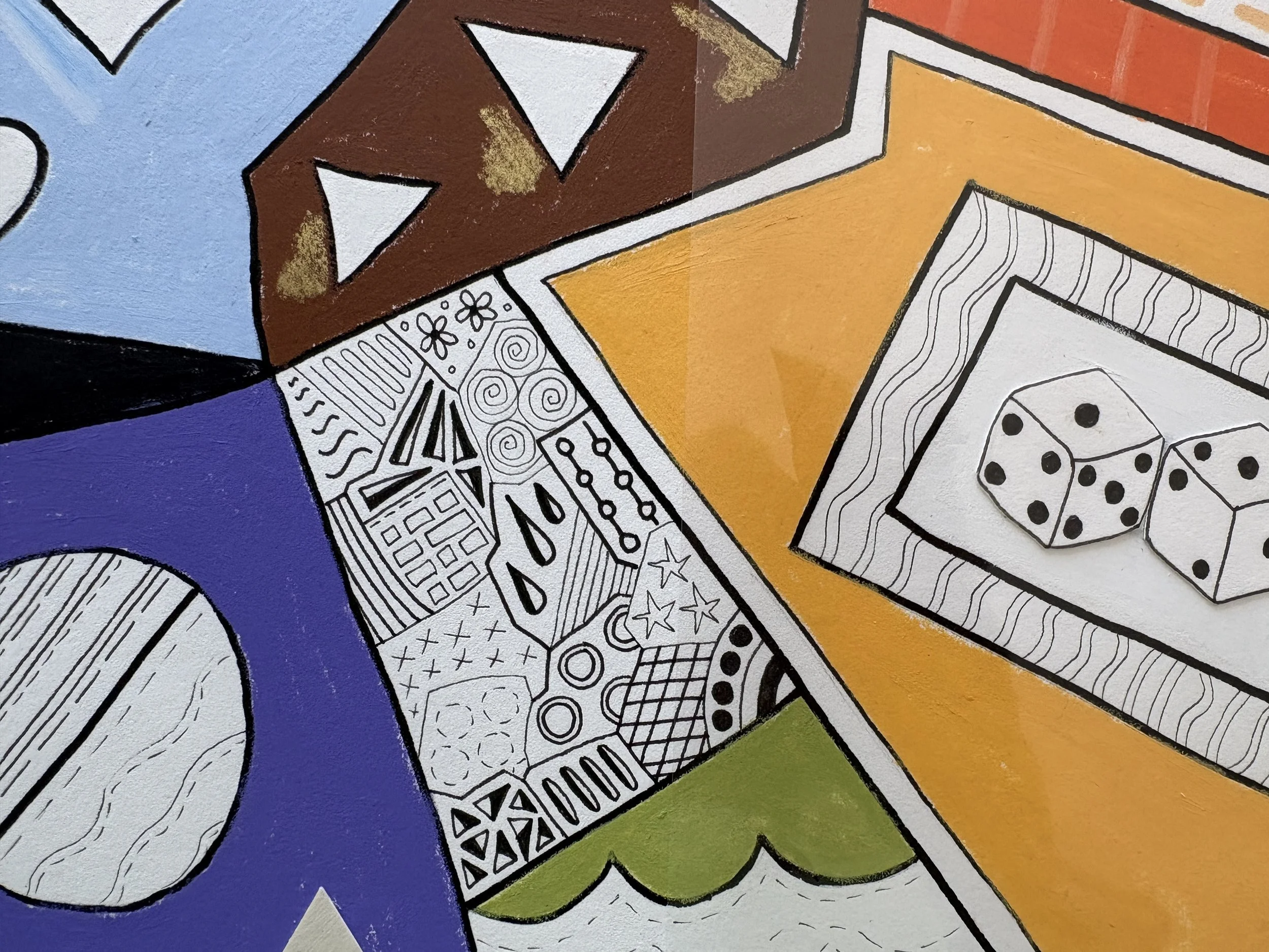 Close up detail of one of Sam Jackson's artworks.