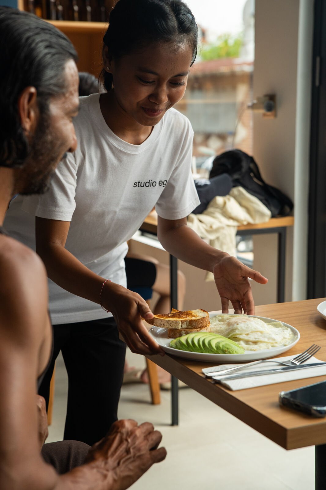 Organic duck egg dish at Studio Egg Ubud Bali — build your own breakfast