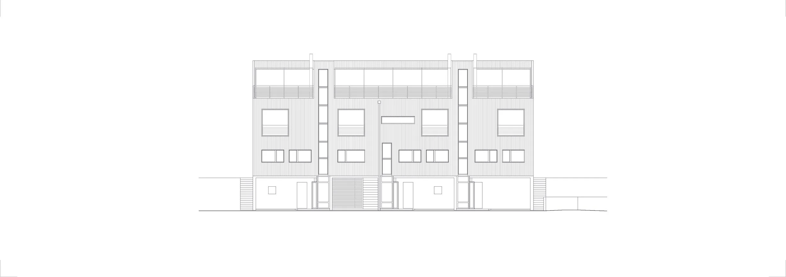 Quatre maisons accolées en bois au chemin des Plaines à Lausanne VD.