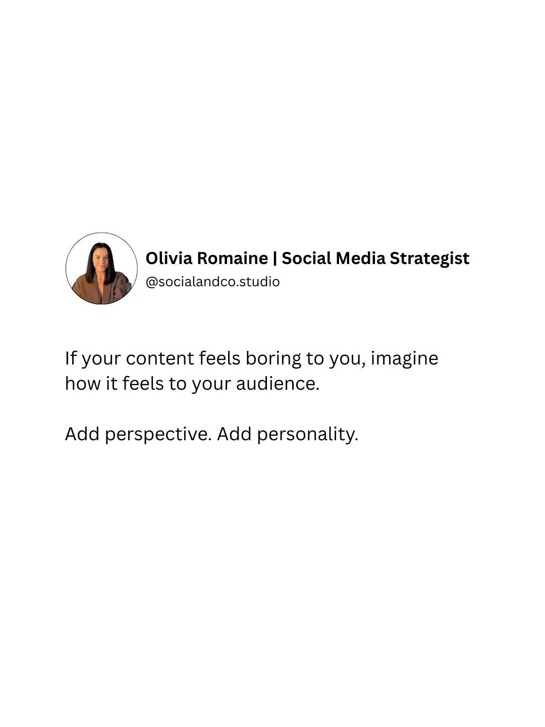 If your content feels flat or uninspiring to you, chances are your audience feels the same.

Strong social media content should feel intentional, aligned, and genuinely useful.

When you bring clarity, personality, and perspective into your messaging