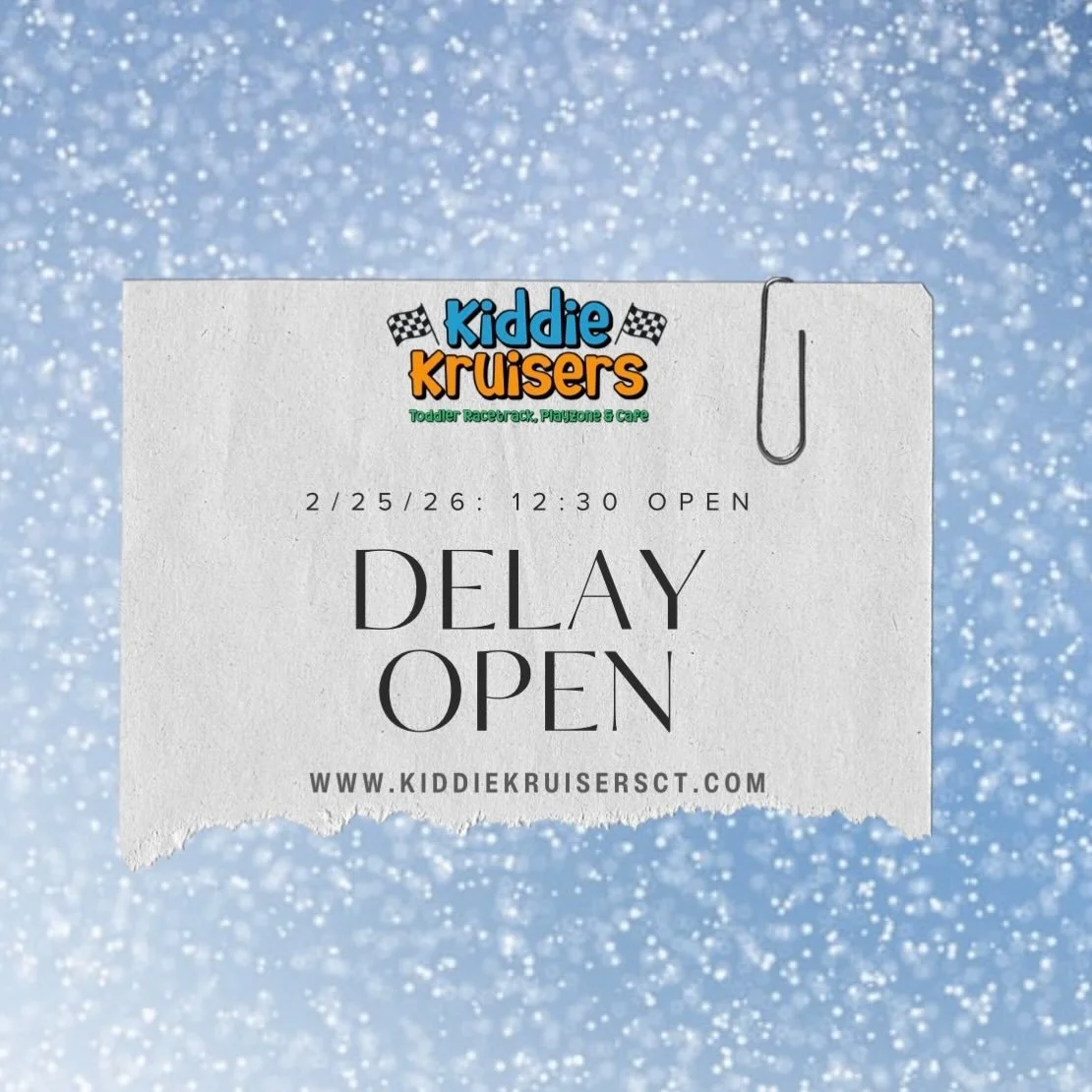 Well that escalated quick. We will have a DELAY OPEN at 12:30pm to work on snow removal.