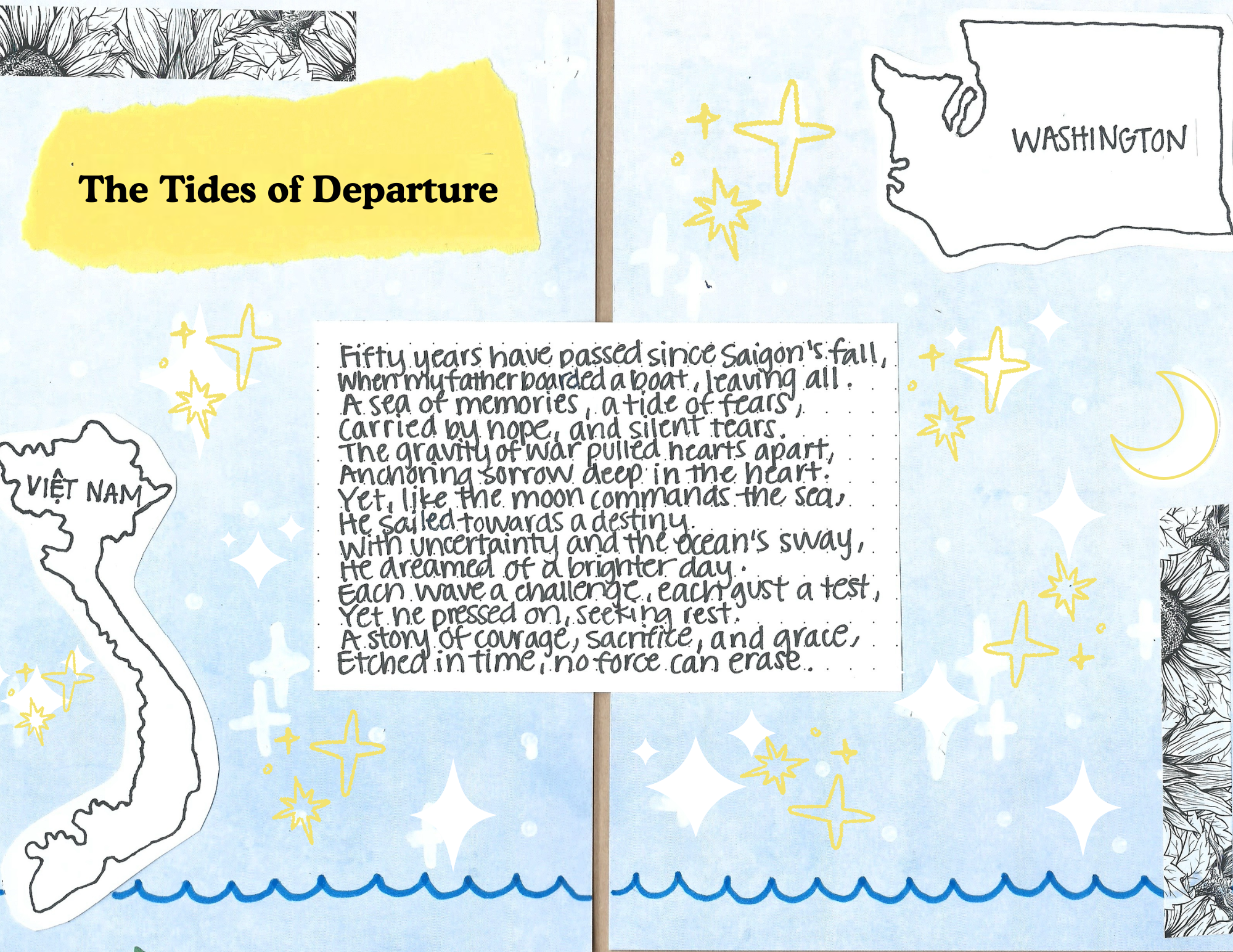 Catherine Tran's poem, "The Tides of Departure" as featured in her zine, "The Grace of Gravity"