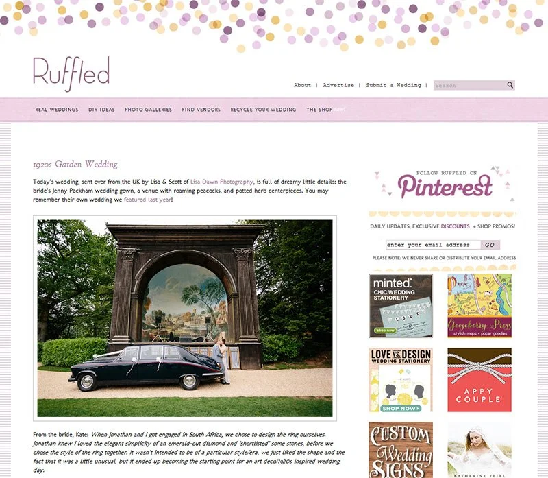 Kate &amp; Jonathan's 1920s Garden Wedding - Ruffled Feature