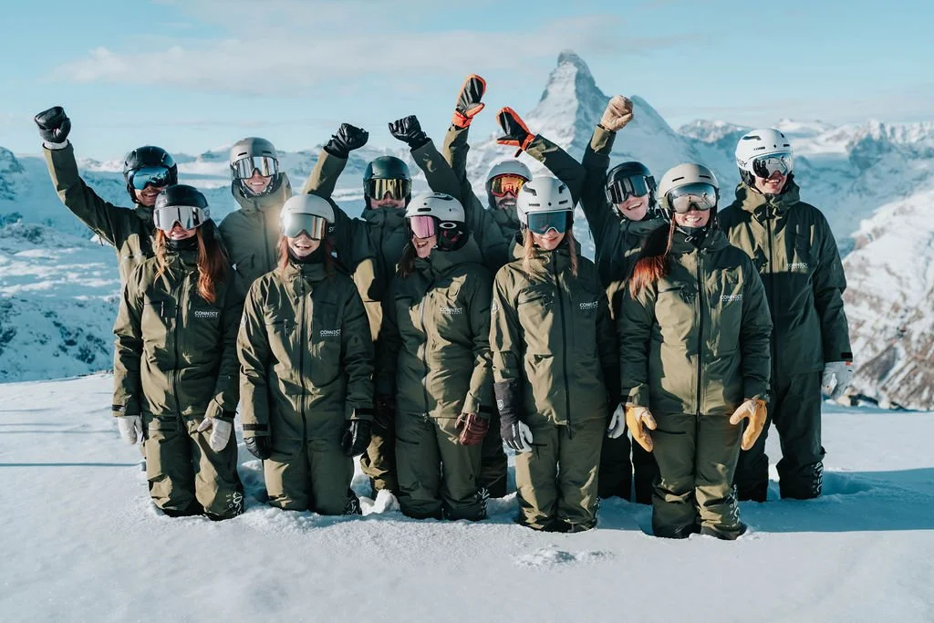 Connect Snowsports instructors posing in front of the Matterhorn