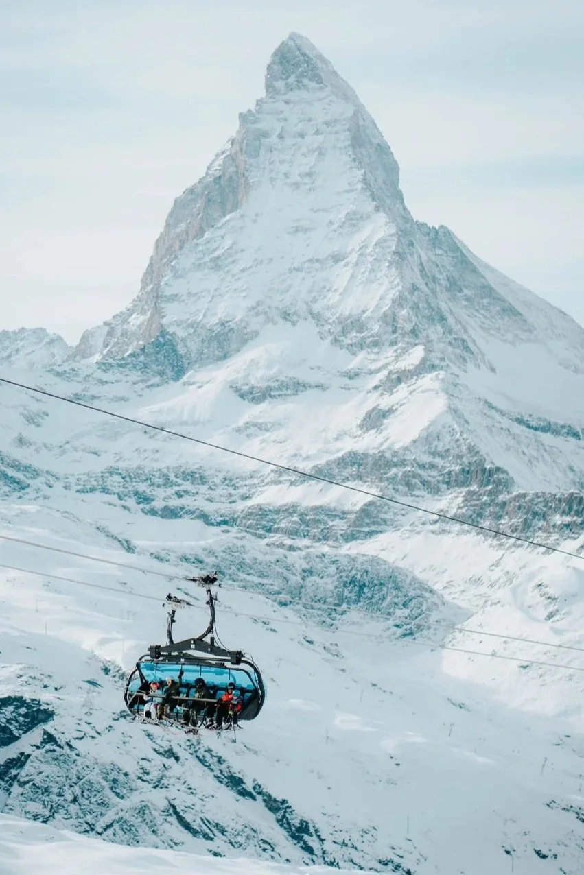 Chairlift ride in front of the Matterhorn in Zermatt