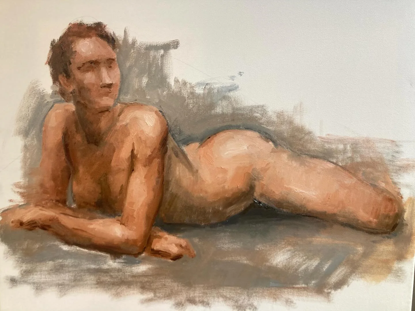 Oilpainting @tegneskole_kbh 
#artschool #classicart #oilpainting #impressionism #painting #figurestudy #brushstrokes #colors #danskkunst #oliemaling #maleri #kropogkunst
