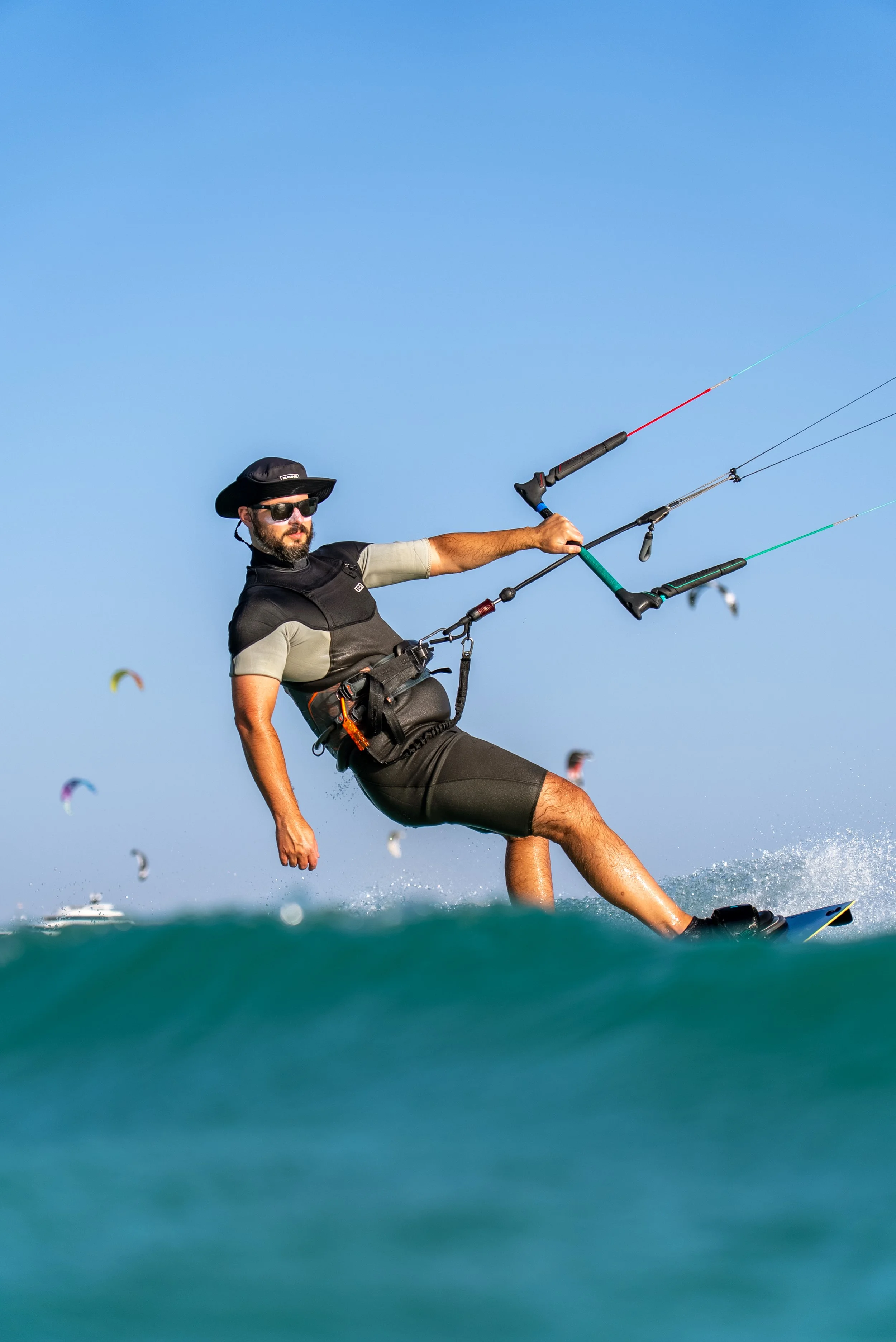 Kitesurfer riding