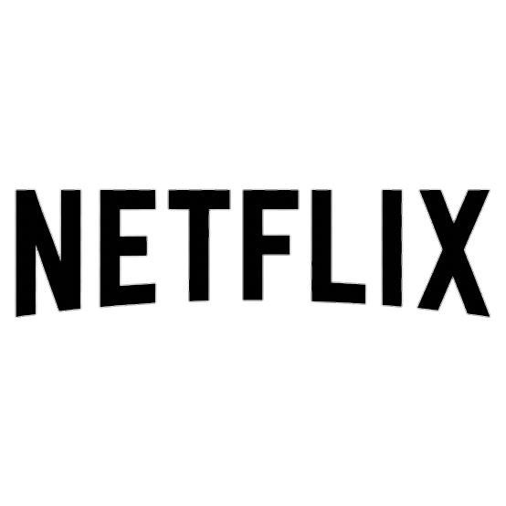 A black background with the word 'NETFLIX' written in large, white, outlined letters.