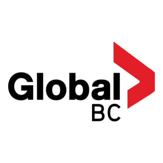 Logo for Global BC with black text and a red arrow pointing right.